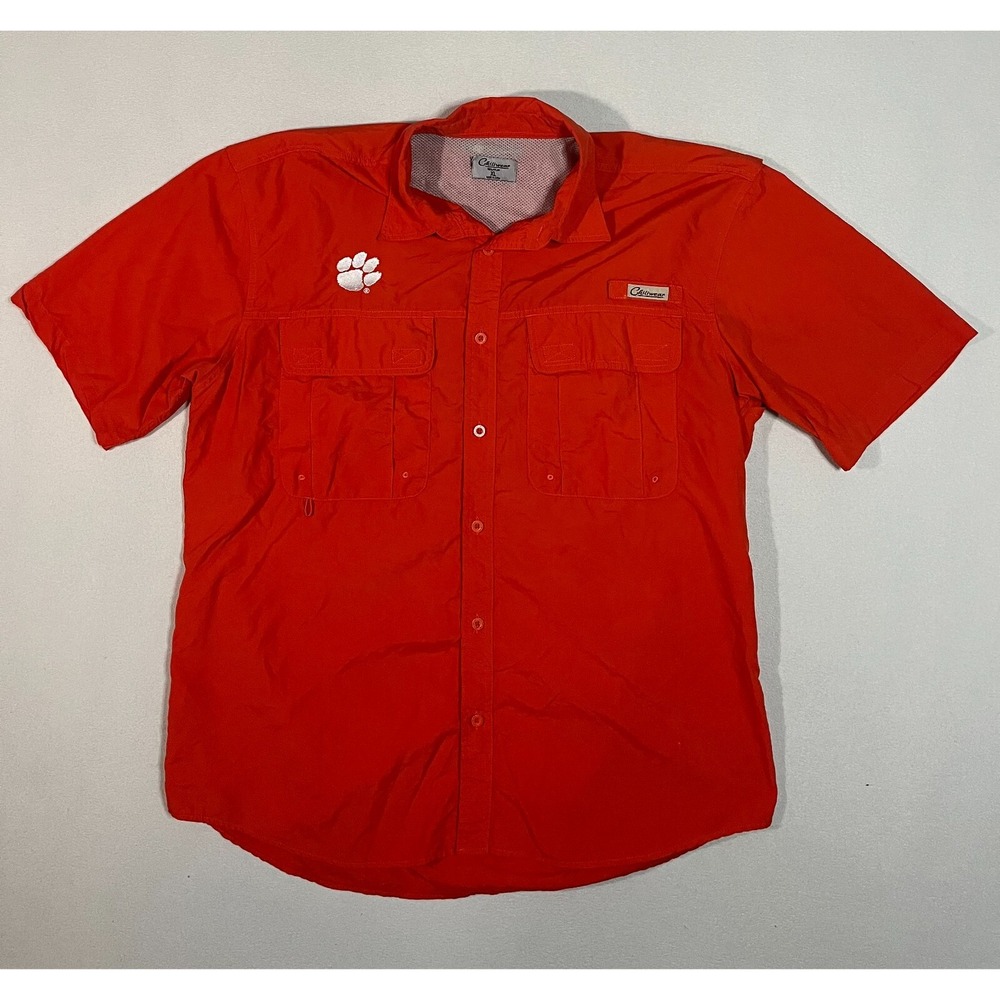 Clemson Tigers  Short Sleeve Shirt Men's Size XL Chiliwear Fishing Button Up